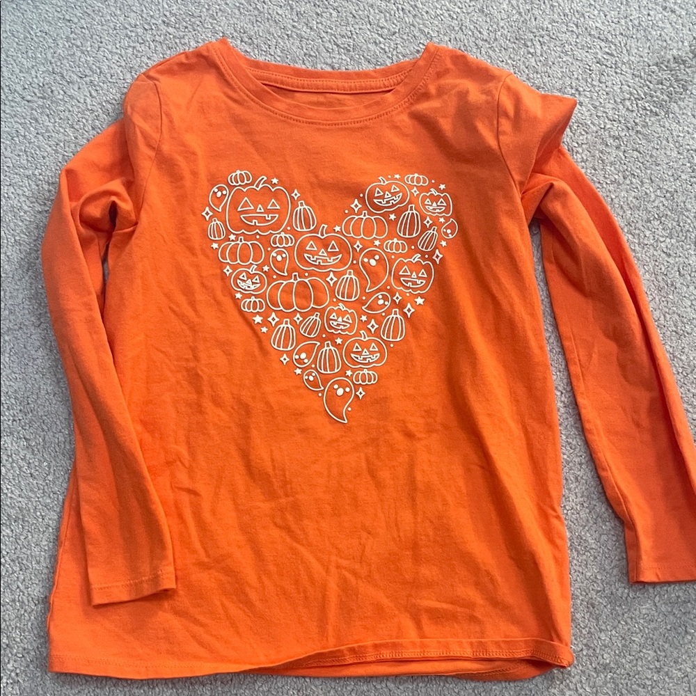 Cat and Jack Girls Orange Halloween Shirt Medium (7/8)